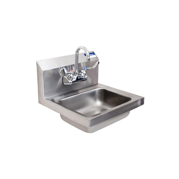 Bk Resources Hand Sink Stainless Steel W/ Wristblade Faucet, 2 Holes 14 in x10 in x5 in BKHS-W-1410-W-G - main